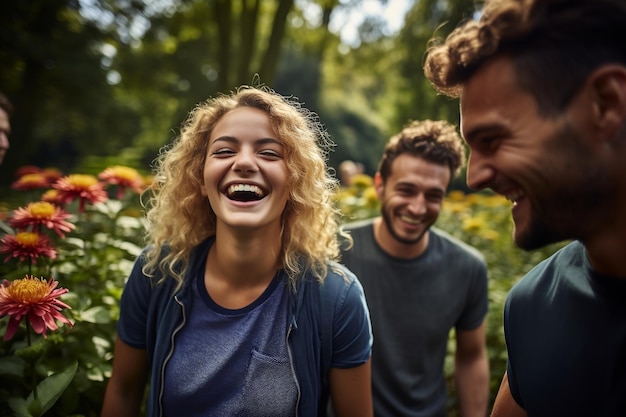 Kleine groep die vrolijk buiten zingt