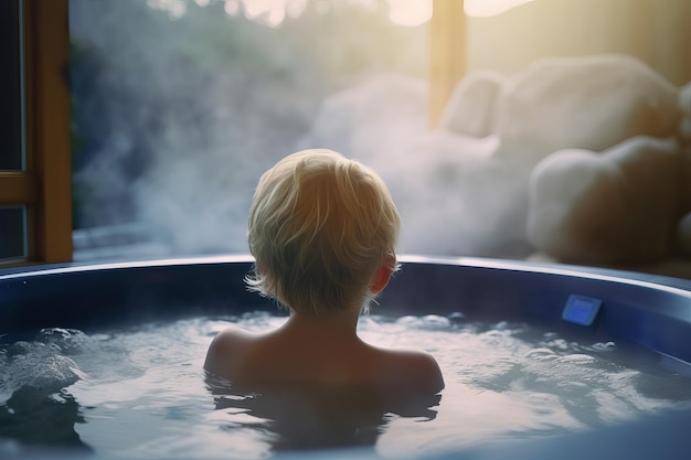 Kleine jongen hete jacuzzi Genereer Ai