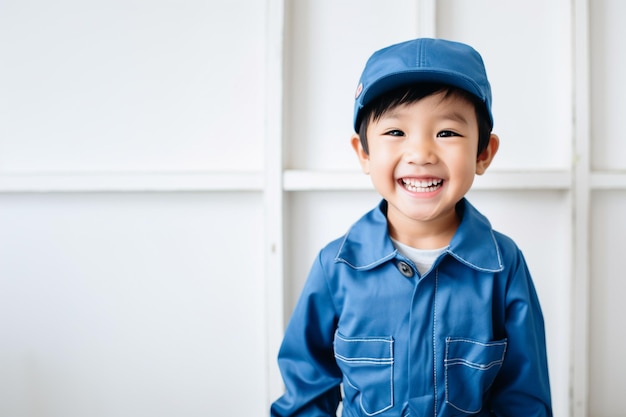 kleine jongen in een beschermend pak