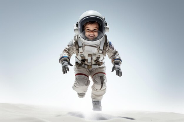 Kleine jongen met een ruimtetuig Cosmonaut concept Ai gegenereerd