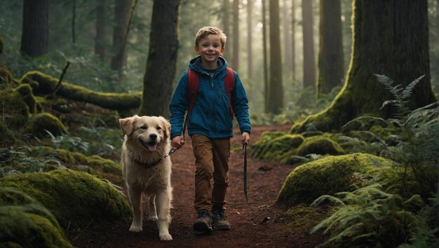 Foto kleine jongen met zijn hond.