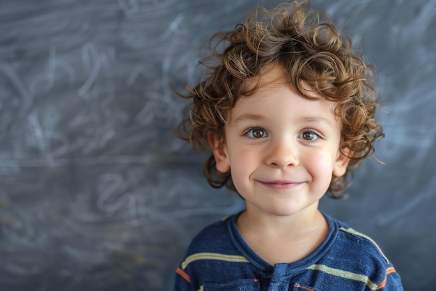 Kleine jongen staat voor een krijtbord