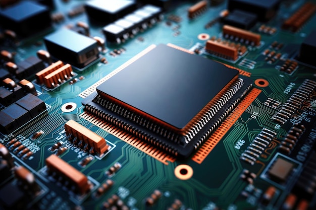 Kleine microprocessor Microcontrollerchip AI gegenereerd