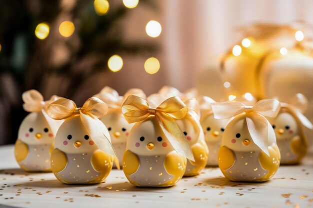 Kleine minimalistische stijl kerstcadeaus voor konijnen en hamsters geïsoleerd op een witte achtergrond