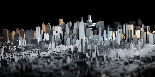 Kleine model stad new york city speelgoed stad landschap van gebouwen Wolkenkrabber luchtfoto 3D illustratie