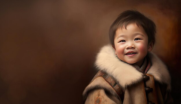 Kleine Mongoolse jongensillustratie door generatieve AI