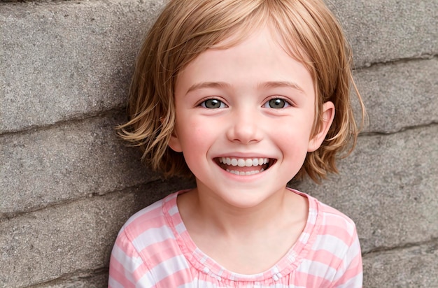Kleine positieve jongen Portret van een gelukkig kind met een glimlach op het gezicht Generatieve AI
