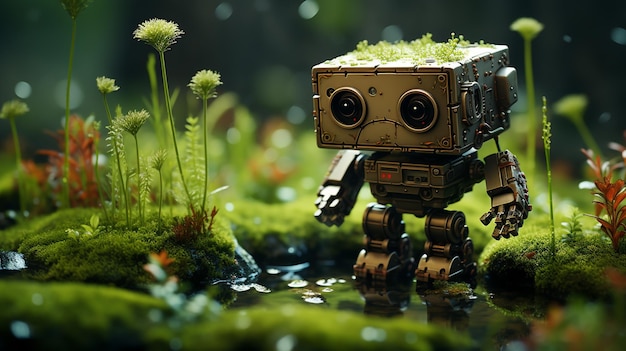 kleine robot schattig aantrekkelijk boeiend HD achtergrond foto