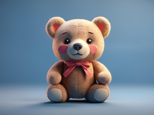 Kleine schattige isometrische 3D-weergave Lieve teddybeer