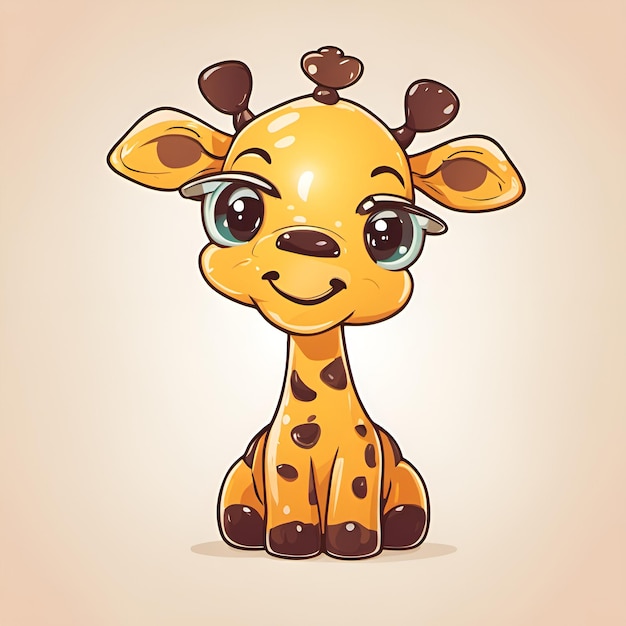 Foto kleine schattige lachende giraffe.