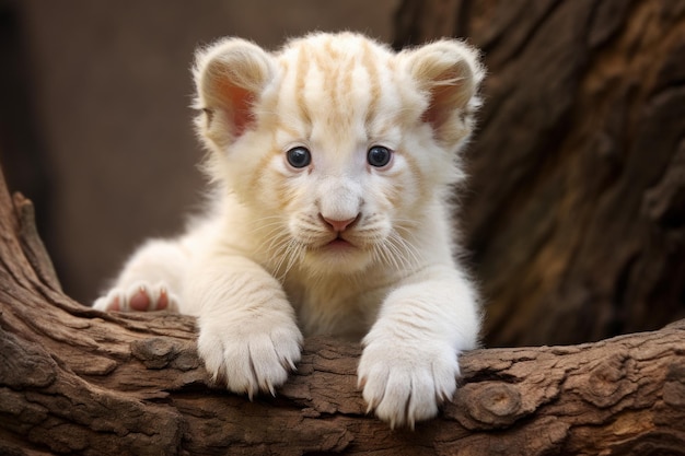 Kleine schattige witte leeuw Bontzoogdier Genereer Ai