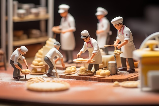 Kleine speelgoed chocolatier die chocolade maakt