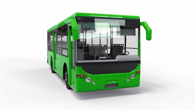 Kleine stedelijke groene bus. 3d-weergave