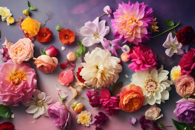 Kleur aquarel blad bloem design lente bloesem Valentijn pastel pioenrozen achtergrond generatieve AI