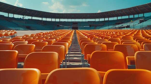 kleur en symmetrie lege buitenarena zitplaatsen op een modern sportstadion