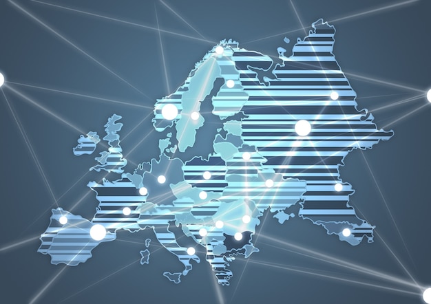 Kleur landkaart van europa in grijze kleur