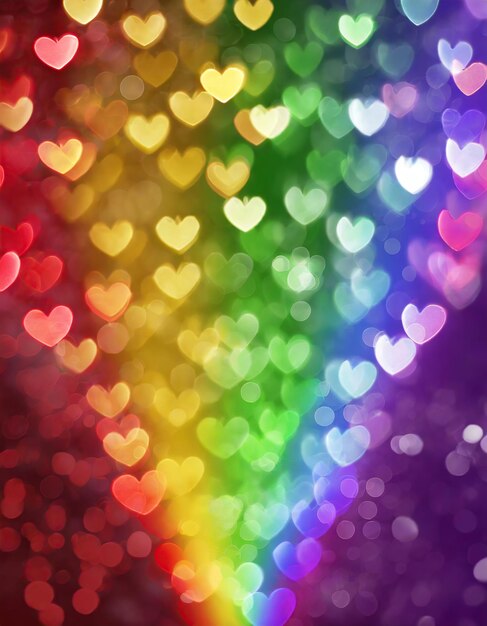 Foto kleur lgbt hartvormige bokeh achtergrond valentijnsdag concept