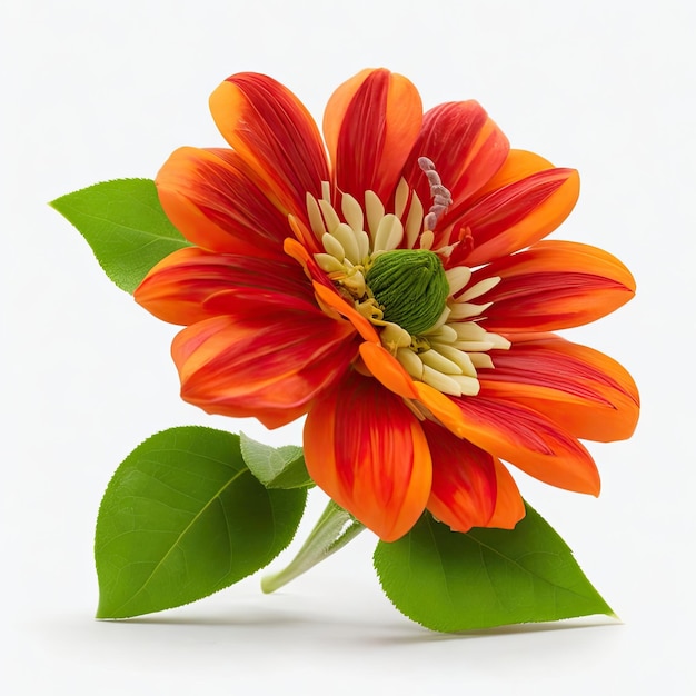 kleur naranja Flor rosa con hojas