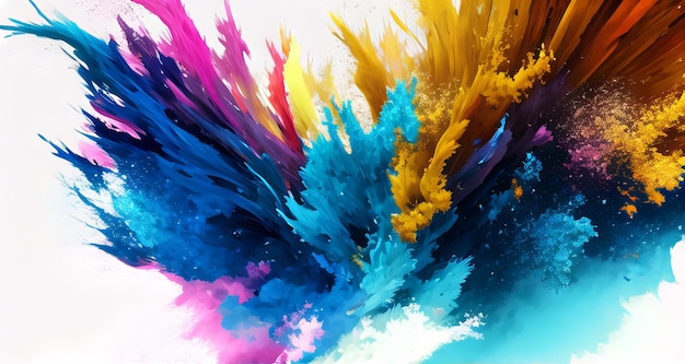Kleur splash Happy Holi Festival achtergrond regenboog verf kleur poeder AI gegenereerd