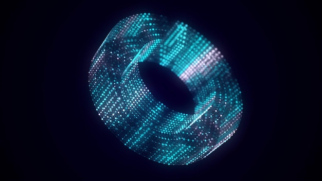 Kleur wireframe torus met verbindingspunten en lijnen 3d geometrische vorm Realistische geïsoleerde model 3d rendering