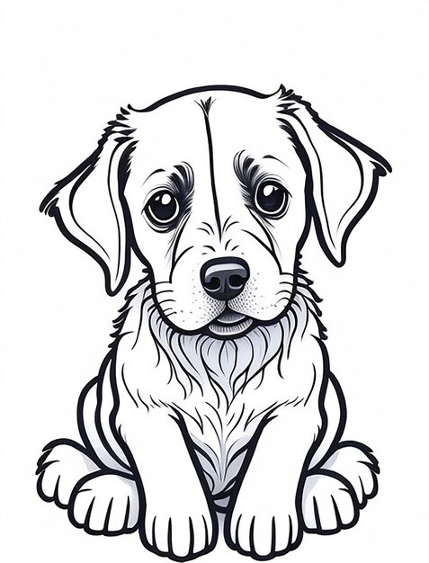 Kleurblad schets van kinderen Kleurblad Leuke illustratie van een hond