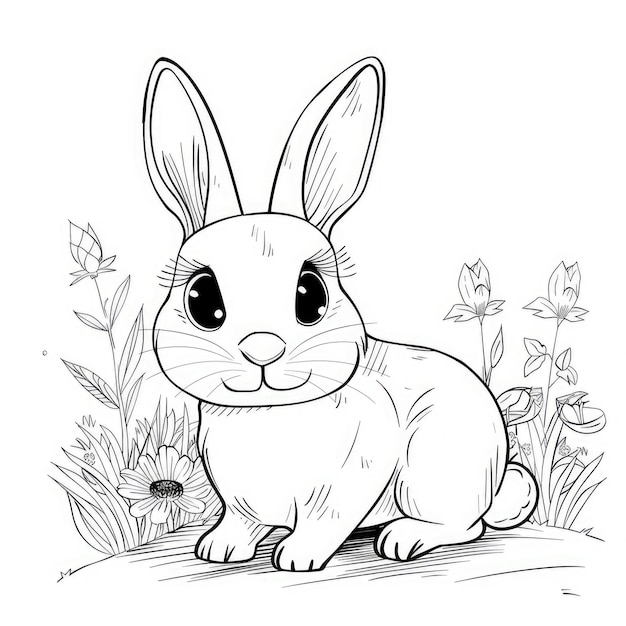 Kleurbladen voor konijnen voor kleuters en kinderen