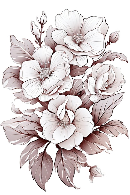 Kleurboek bloemen doodle stijl zwarte omtrek