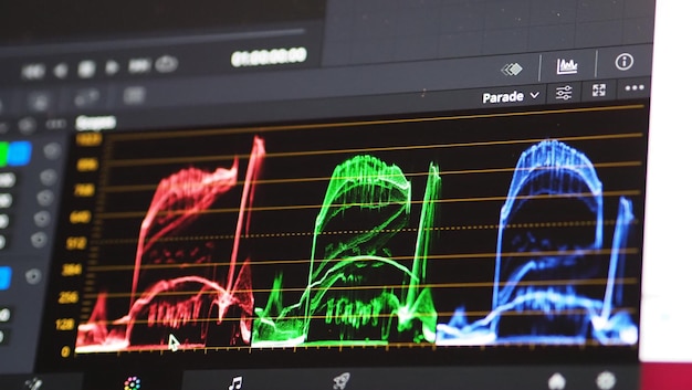 Kleurcorrectiegrafiek of RGB-kleurcorrectie-indicator op monitor
