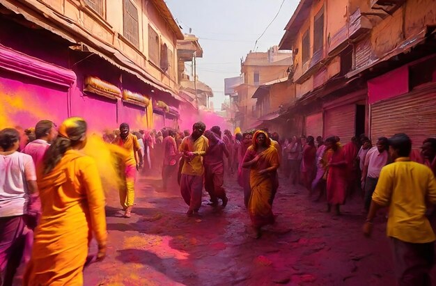 Foto kleuren die holi vieren