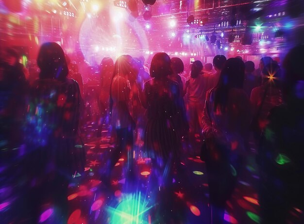 Kleuren in een grote discoball reflectie de overblijfselen van een feest de nacht