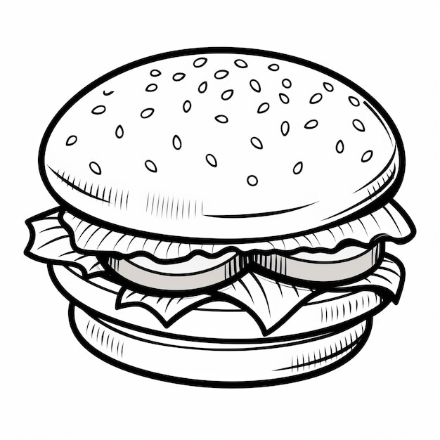 Kleuren van eenvoudige zwart-witte hamburgers