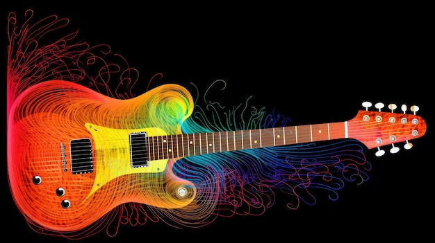 Foto kleuren van elektrische gitaar psychedelische lijnen