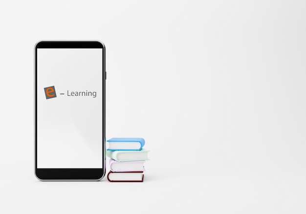 Kleurenboeken en slimme telefoon, het online schoolconcept 3D teruggeven