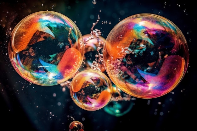 Foto kleurenspel van emotionele dramatische zeepbellen