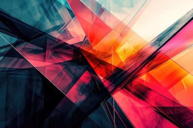 Foto kleurige abstracte achtergrond met lijnen en vormen futuristische geometrische vormen weergegeven in hoog verzadigde kleuren om een abstracte afbeelding te creëren