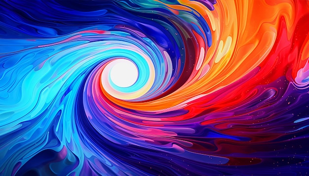 Kleurige abstracte achtergrond van acrylverf in de vorm van een spiraal