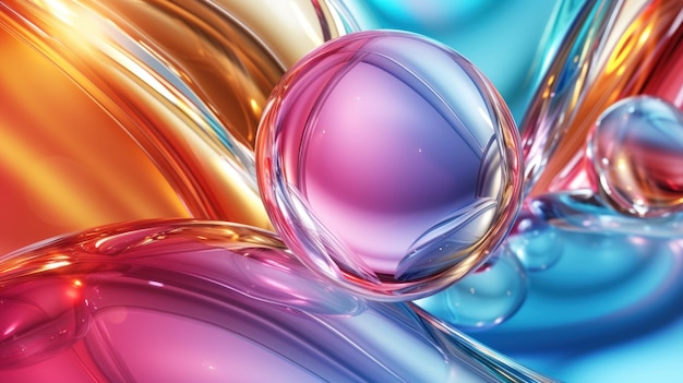 Kleurige abstracte glazen vormen met een glad reflectief oppervlak