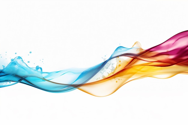 Kleurige abstracte water splash curve vol water splash in close-up geïsoleerde achtergrond