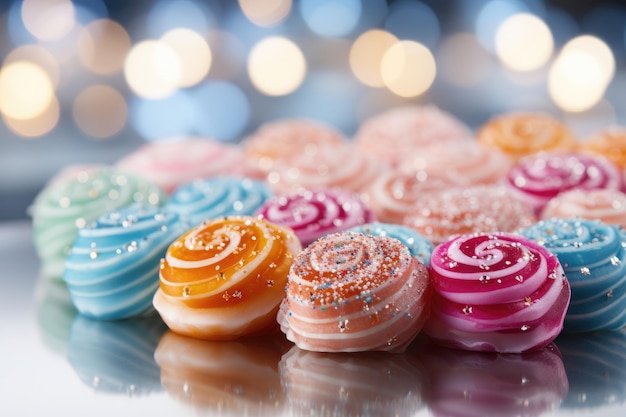 Foto kleurige achtergrond met feestelijke snoepjes