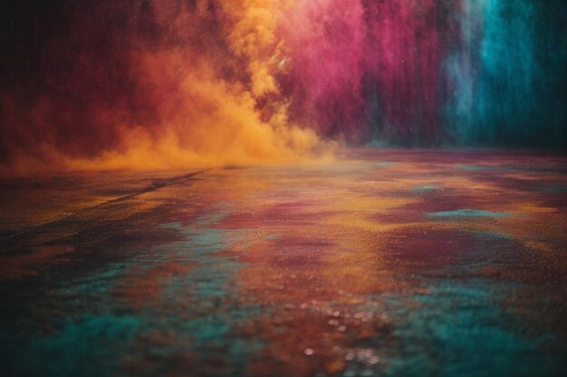 Foto kleurige achtergrond van de vloer met rookend effect