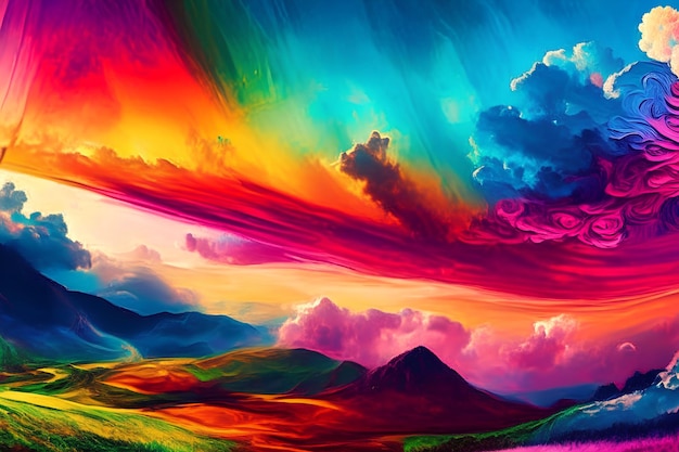 Kleurige achtergrond voor natuur en wolken