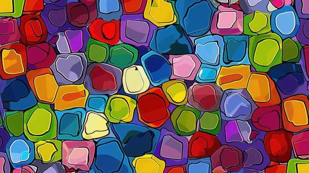 Kleurige afgeronde vierkanten vormen een dynamisch en willekeurig patroon
