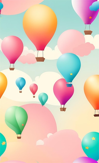 Kleurige ballonnen vliegen in de lucht