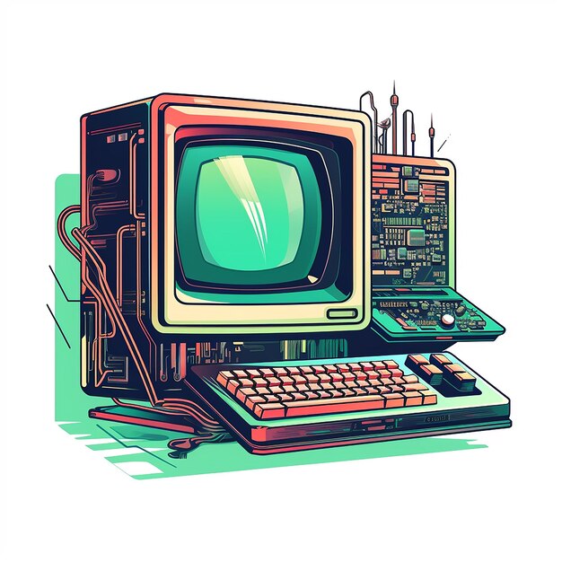 Kleurige computervectorlijnillustratie