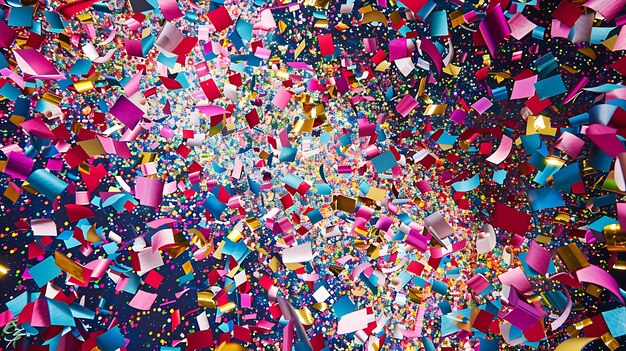 Foto kleurige confetti op een zwarte achtergrond geweldig voor een feest of viering