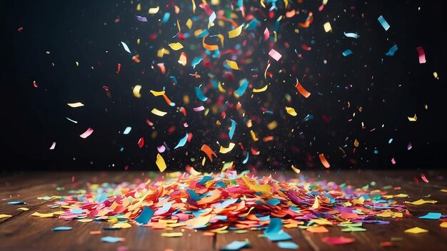 Kleurige confetti regent naar beneden om de feestelijke gelegenheid opwinding toe te voegen met kopieerruimte