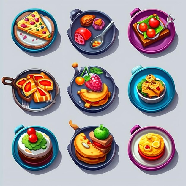 Kleurige eetplaten met witte achtergrond spelkunst