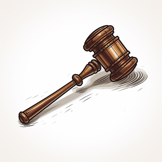 Kleurige Gavel Vector Line Art Illustratie