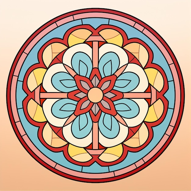 Kleurige houten Mandala kleurpagina