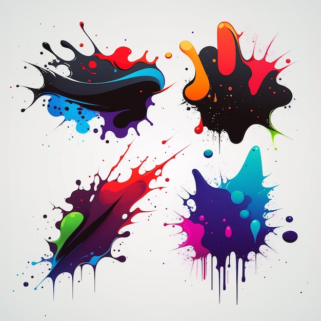 Kleurige inktvlekken spetteren spetteren abstracte vorm